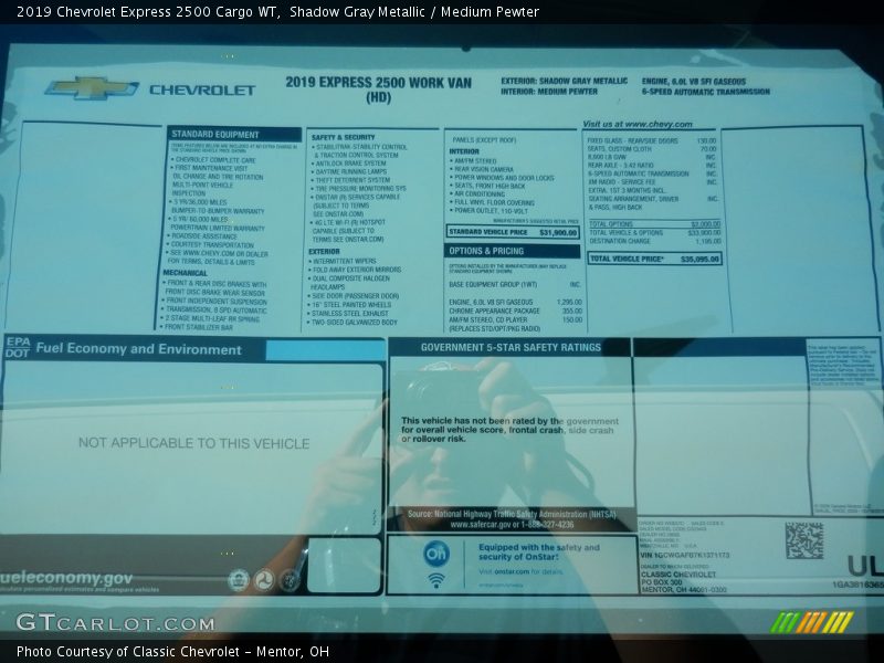  2019 Express 2500 Cargo WT Window Sticker