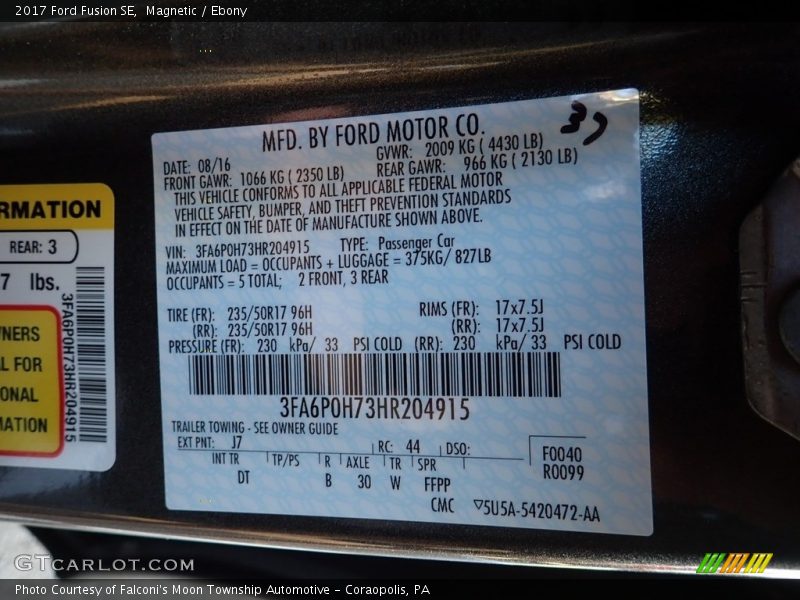 Magnetic / Ebony 2017 Ford Fusion SE