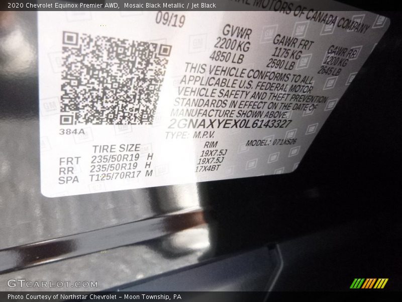 Mosaic Black Metallic / Jet Black 2020 Chevrolet Equinox Premier AWD