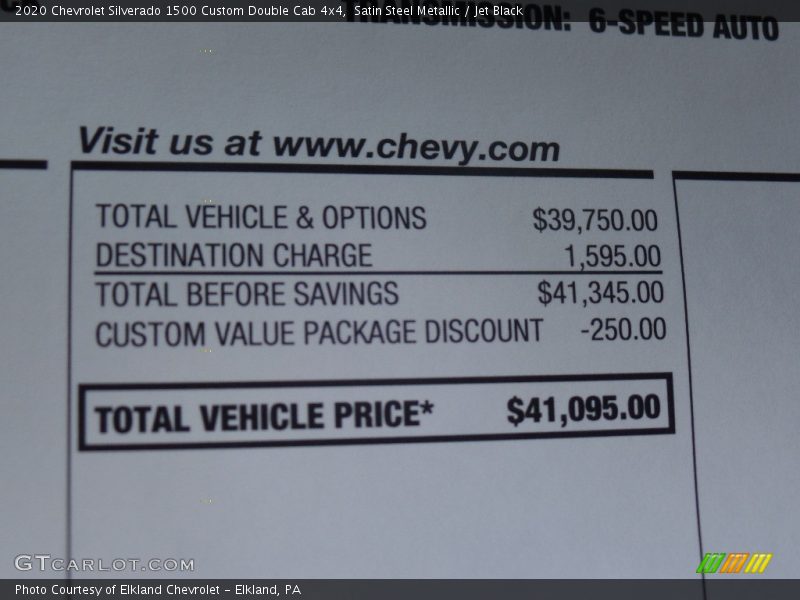 Satin Steel Metallic / Jet Black 2020 Chevrolet Silverado 1500 Custom Double Cab 4x4