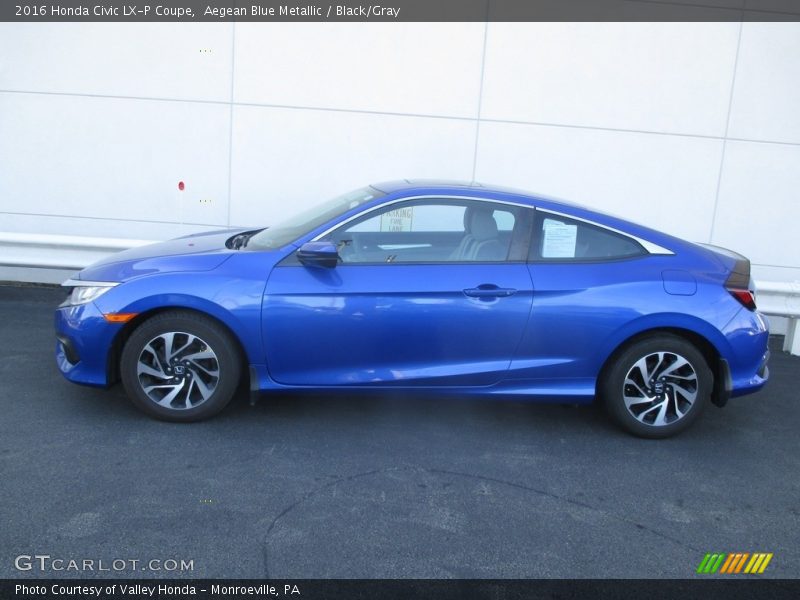 Aegean Blue Metallic / Black/Gray 2016 Honda Civic LX-P Coupe