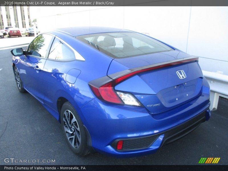 Aegean Blue Metallic / Black/Gray 2016 Honda Civic LX-P Coupe