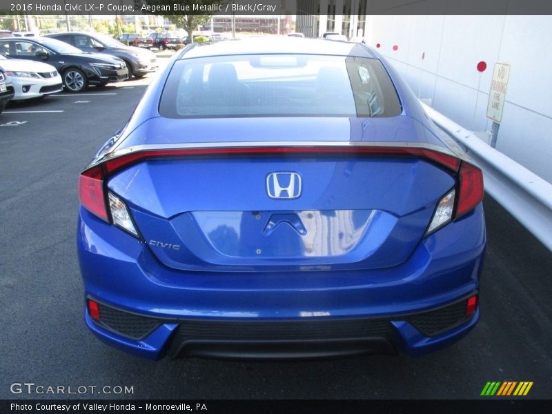 Aegean Blue Metallic / Black/Gray 2016 Honda Civic LX-P Coupe