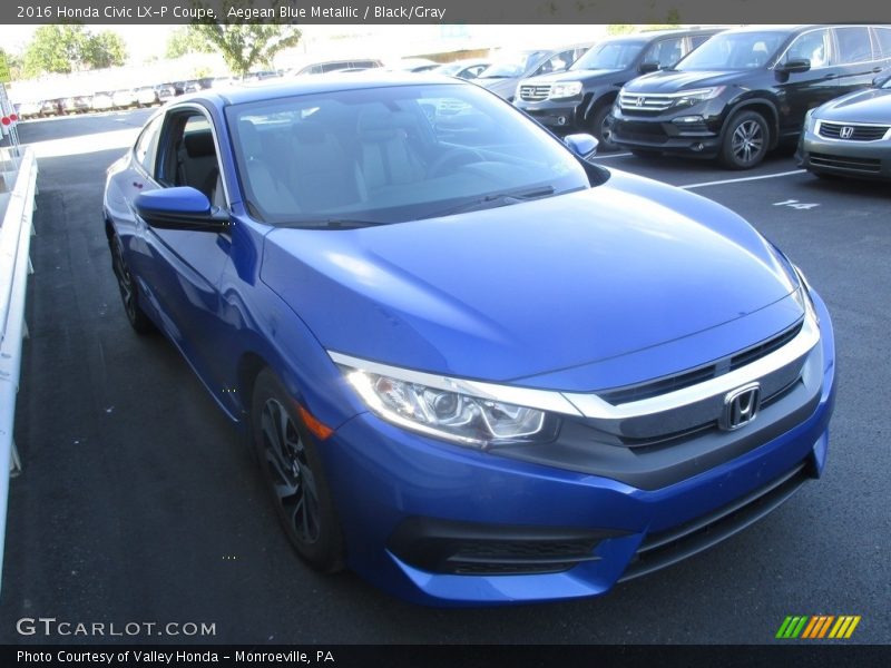 Aegean Blue Metallic / Black/Gray 2016 Honda Civic LX-P Coupe