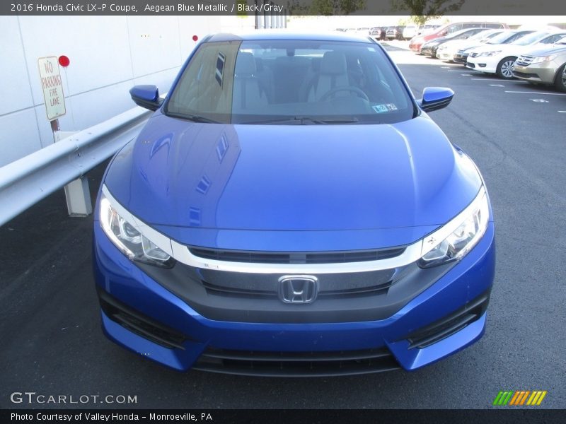 Aegean Blue Metallic / Black/Gray 2016 Honda Civic LX-P Coupe