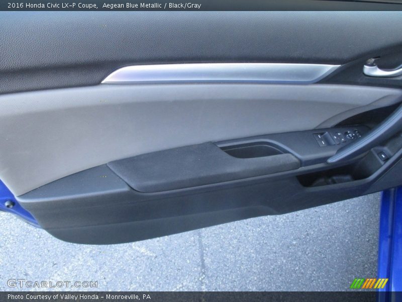 Aegean Blue Metallic / Black/Gray 2016 Honda Civic LX-P Coupe