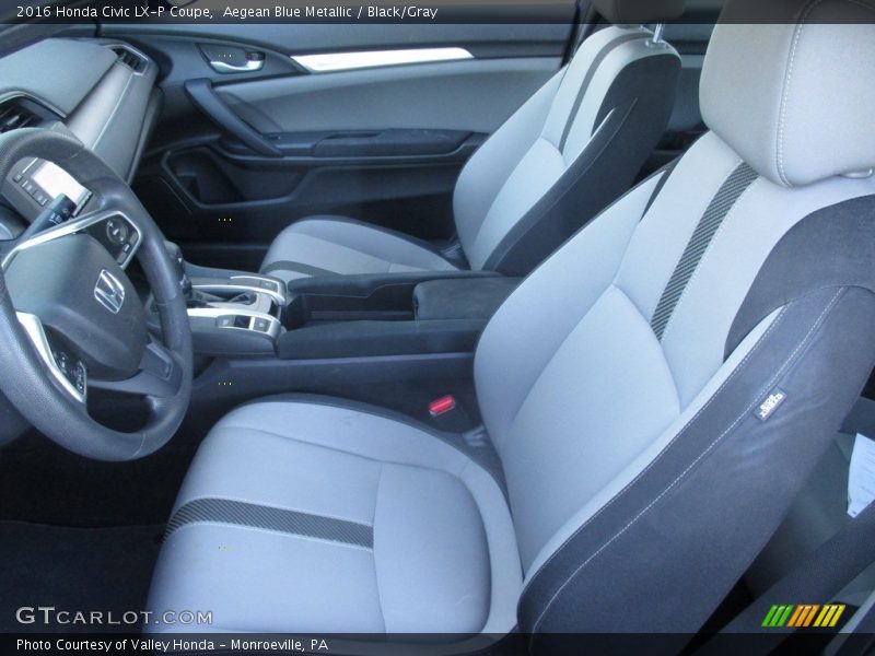 Aegean Blue Metallic / Black/Gray 2016 Honda Civic LX-P Coupe