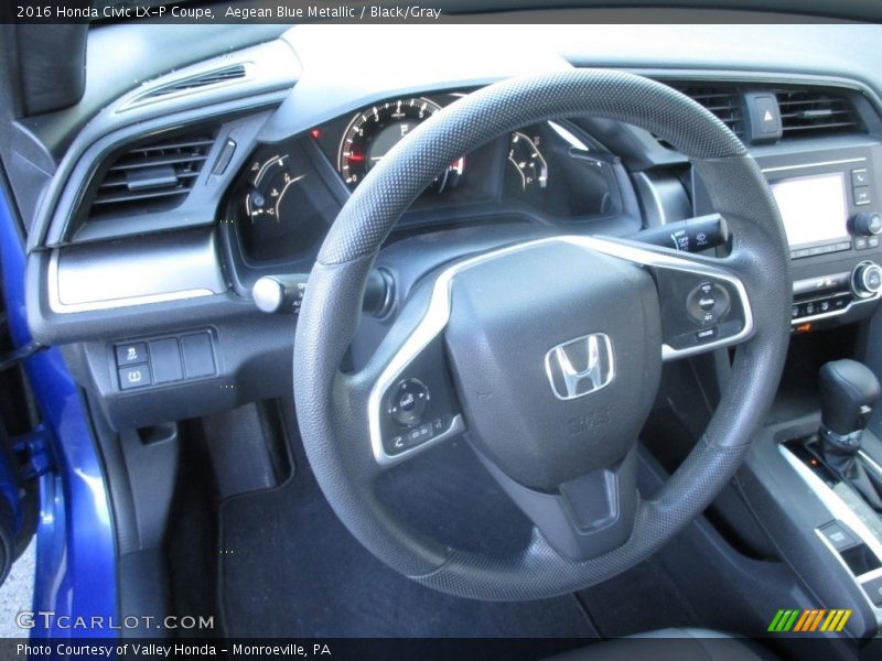 Aegean Blue Metallic / Black/Gray 2016 Honda Civic LX-P Coupe