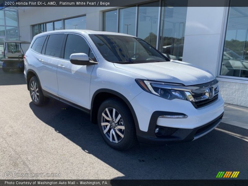 Platinum White Pearl / Beige 2020 Honda Pilot EX-L AWD