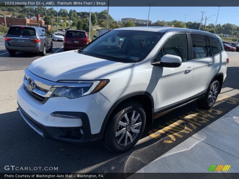 Platinum White Pearl / Beige 2020 Honda Pilot EX-L AWD