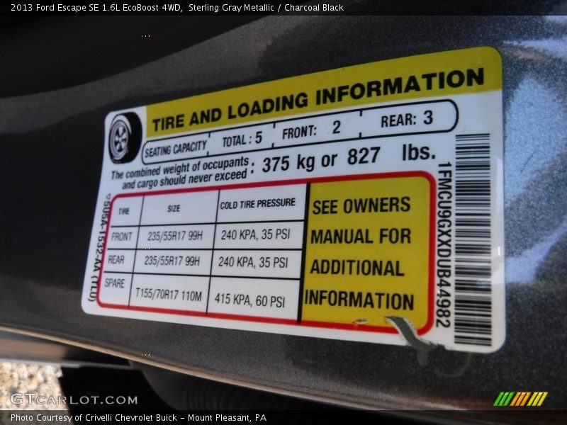 Sterling Gray Metallic / Charcoal Black 2013 Ford Escape SE 1.6L EcoBoost 4WD