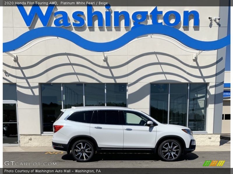Platinum White Pearl / Beige 2020 Honda Pilot Touring AWD