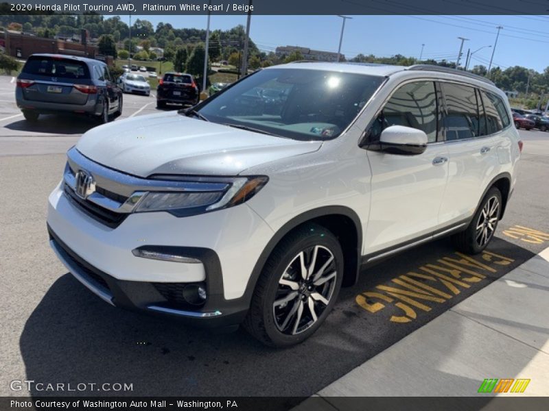 Platinum White Pearl / Beige 2020 Honda Pilot Touring AWD