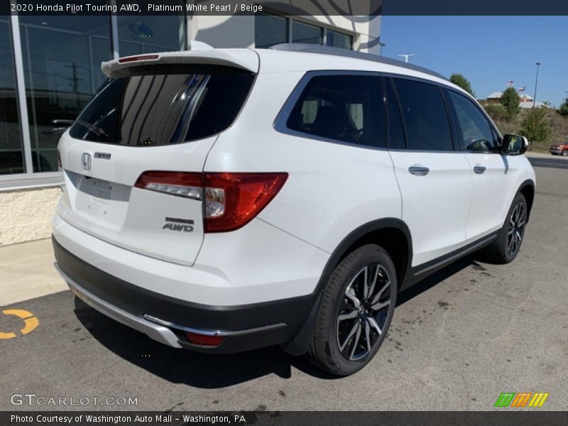 Platinum White Pearl / Beige 2020 Honda Pilot Touring AWD