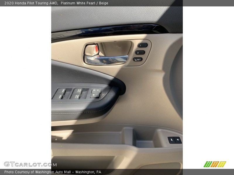 Platinum White Pearl / Beige 2020 Honda Pilot Touring AWD