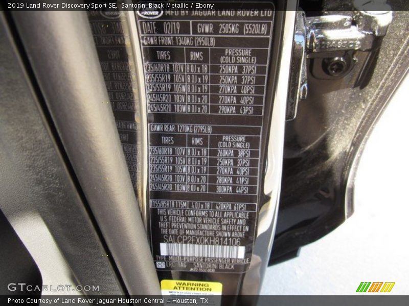 Santorini Black Metallic / Ebony 2019 Land Rover Discovery Sport SE