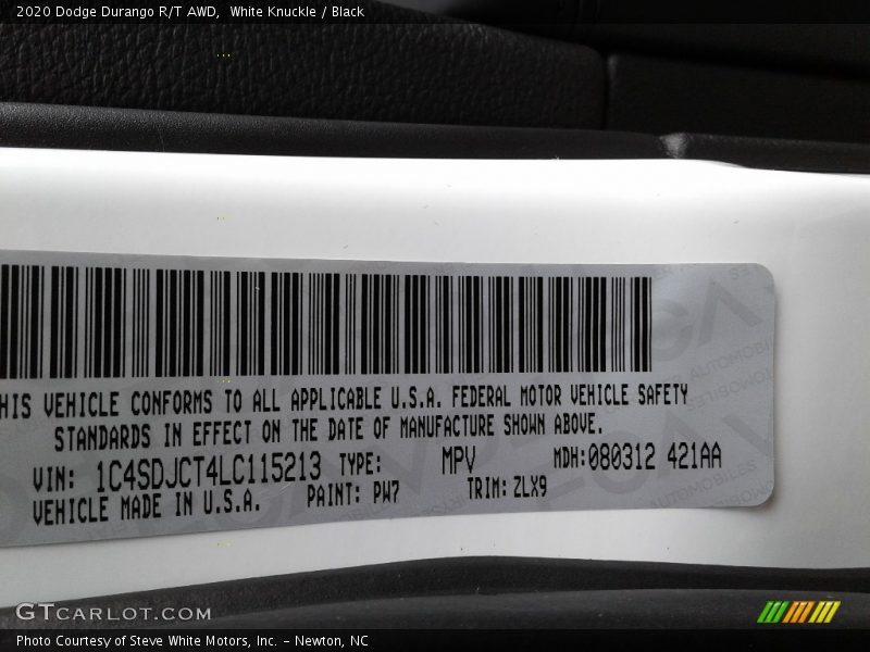 White Knuckle / Black 2020 Dodge Durango R/T AWD