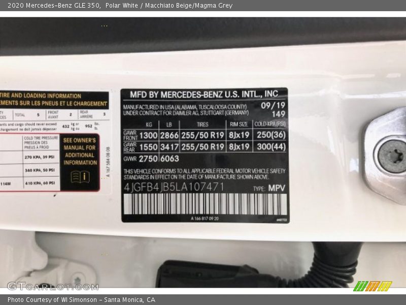 Polar White / Macchiato Beige/Magma Grey 2020 Mercedes-Benz GLE 350