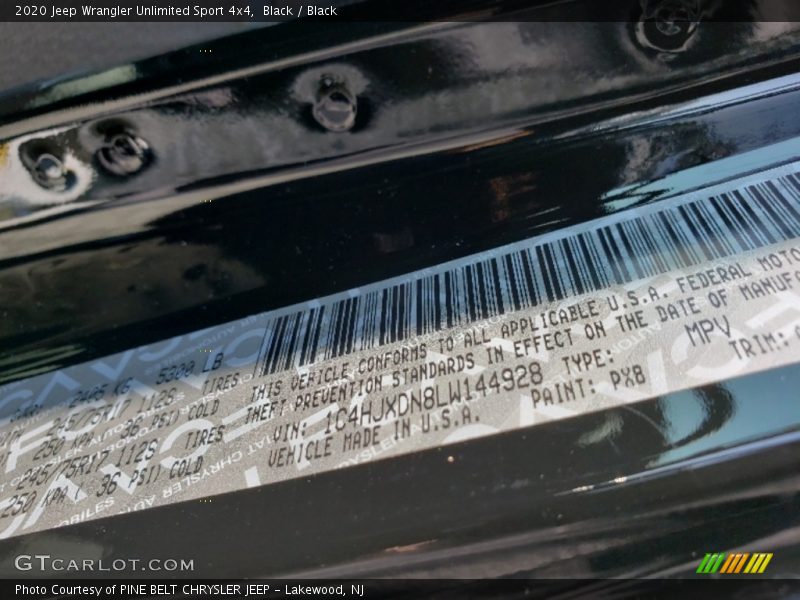 Black / Black 2020 Jeep Wrangler Unlimited Sport 4x4