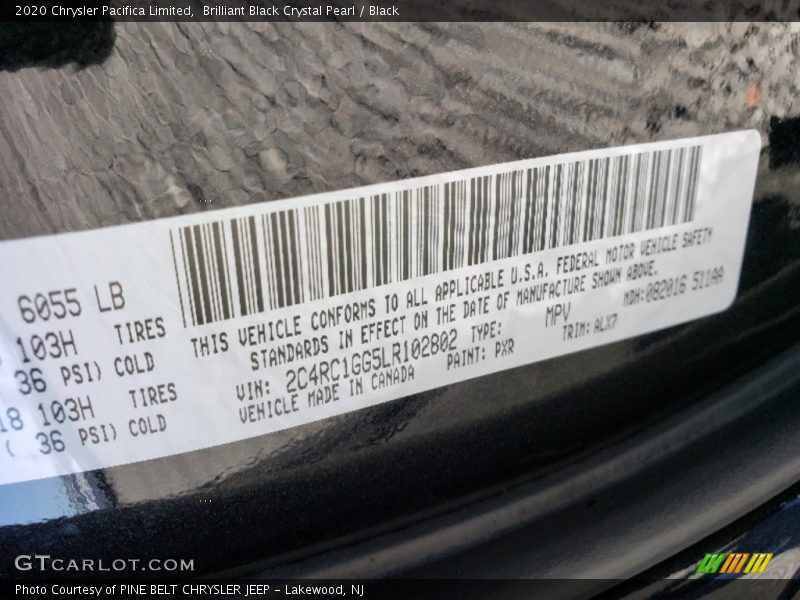 Brilliant Black Crystal Pearl / Black 2020 Chrysler Pacifica Limited