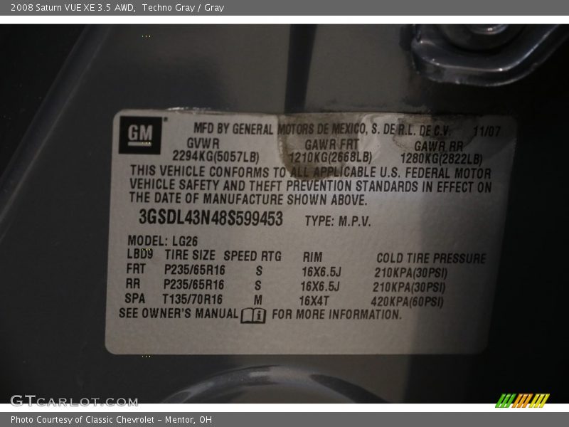 Techno Gray / Gray 2008 Saturn VUE XE 3.5 AWD