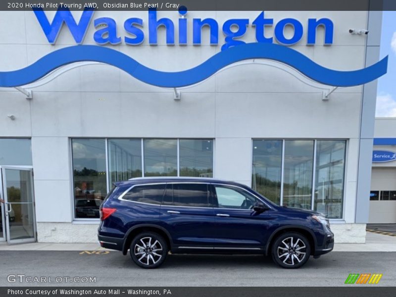 Obsidian Blue Pearl / Gray 2020 Honda Pilot Touring AWD
