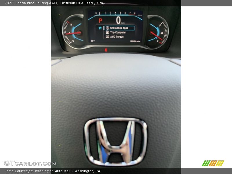Obsidian Blue Pearl / Gray 2020 Honda Pilot Touring AWD