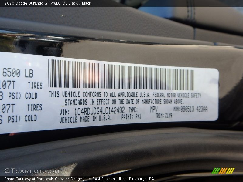 DB Black / Black 2020 Dodge Durango GT AWD