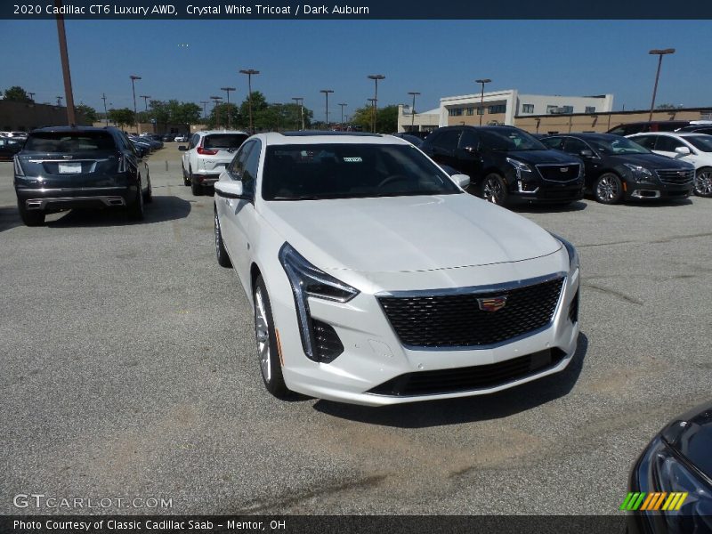 Crystal White Tricoat / Dark Auburn 2020 Cadillac CT6 Luxury AWD