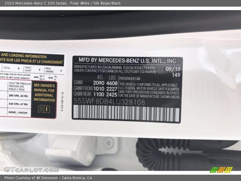 Polar White / Silk Beige/Black 2020 Mercedes-Benz C 300 Sedan