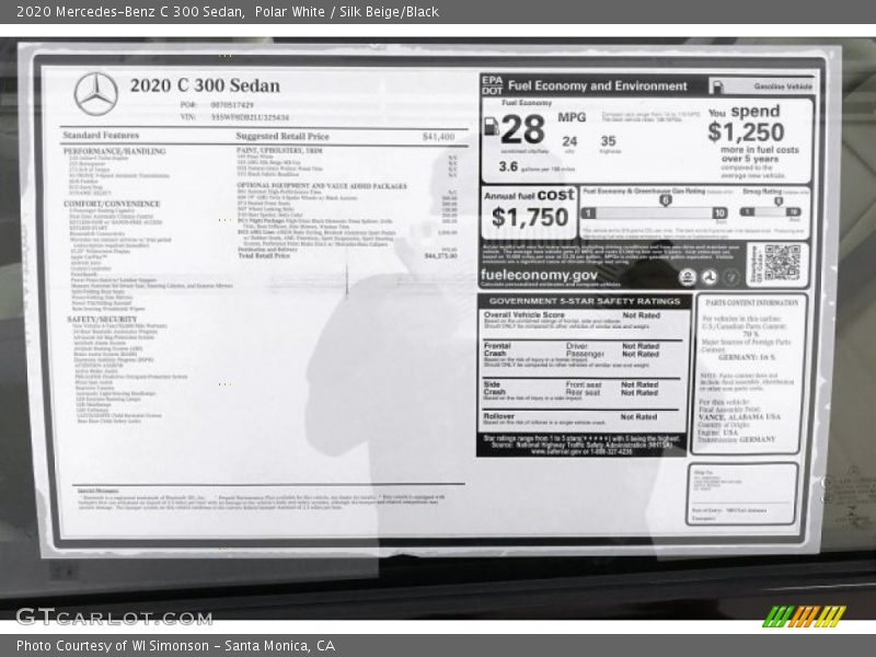 Polar White / Silk Beige/Black 2020 Mercedes-Benz C 300 Sedan