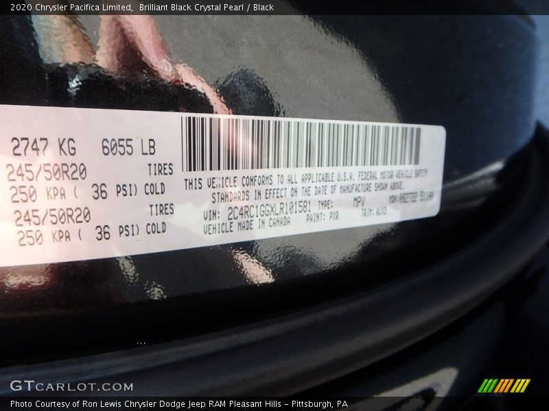 Brilliant Black Crystal Pearl / Black 2020 Chrysler Pacifica Limited