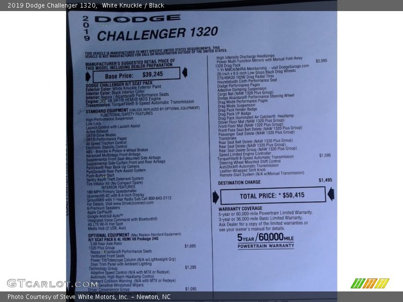 White Knuckle / Black 2019 Dodge Challenger 1320