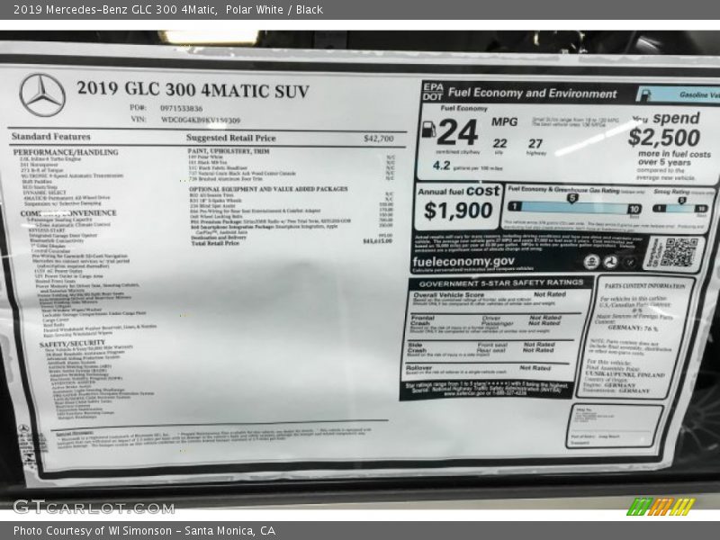 Polar White / Black 2019 Mercedes-Benz GLC 300 4Matic