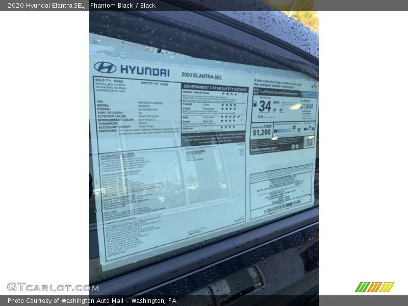 Phantom Black / Black 2020 Hyundai Elantra SEL