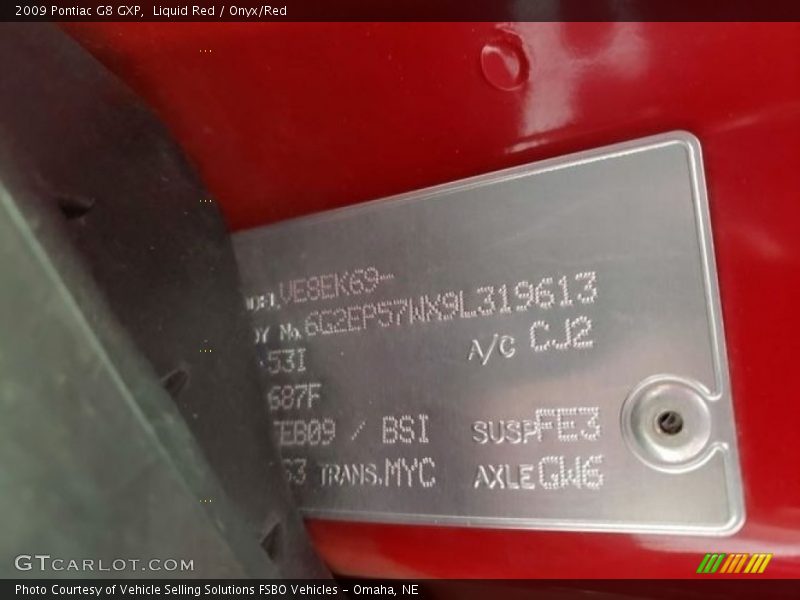 Liquid Red / Onyx/Red 2009 Pontiac G8 GXP