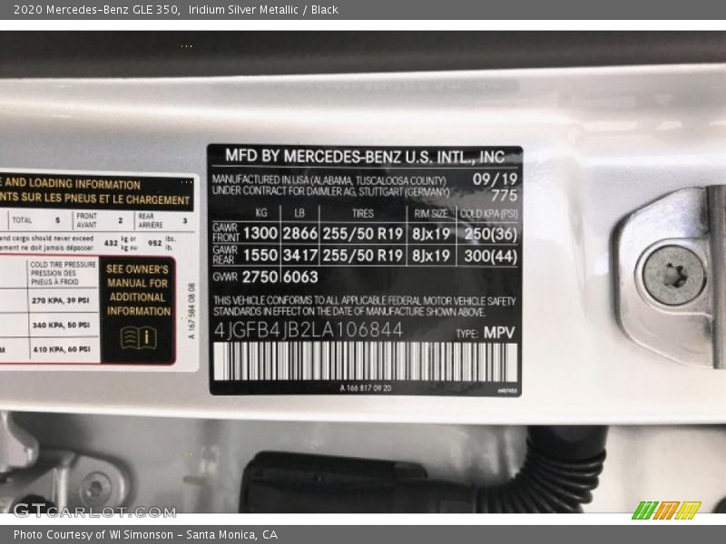 Iridium Silver Metallic / Black 2020 Mercedes-Benz GLE 350