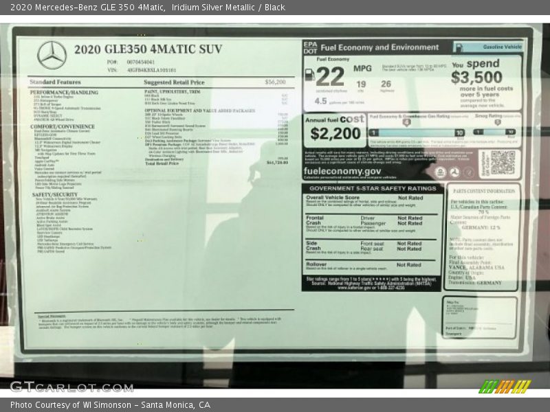 Iridium Silver Metallic / Black 2020 Mercedes-Benz GLE 350 4Matic