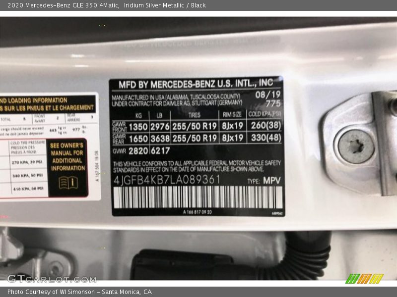 Iridium Silver Metallic / Black 2020 Mercedes-Benz GLE 350 4Matic