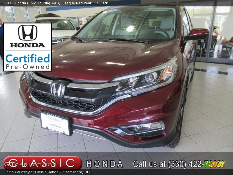 Basque Red Pearl II / Black 2016 Honda CR-V Touring AWD