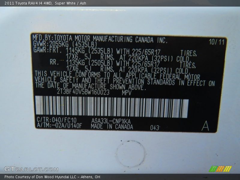Super White / Ash 2011 Toyota RAV4 I4 4WD