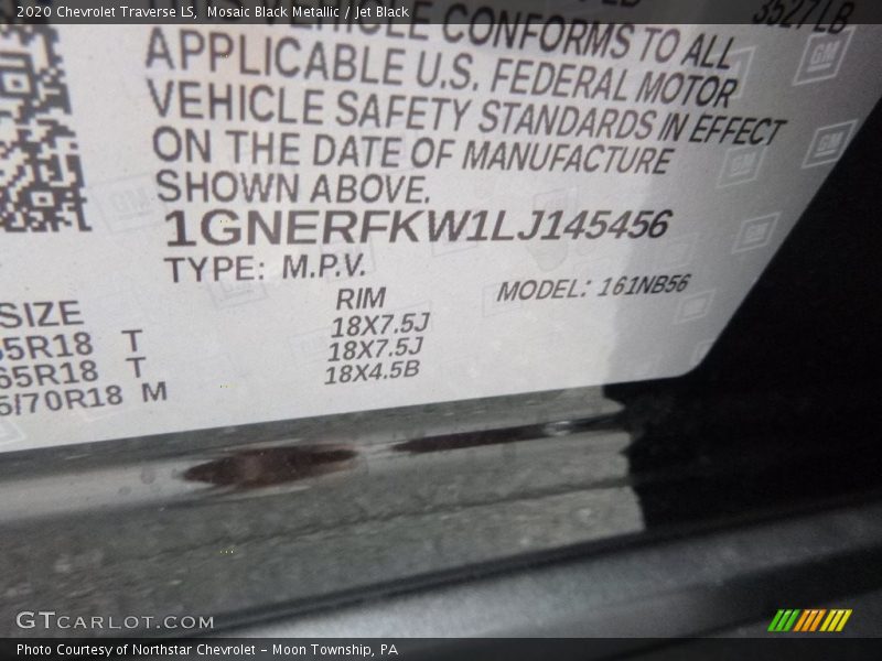 Mosaic Black Metallic / Jet Black 2020 Chevrolet Traverse LS