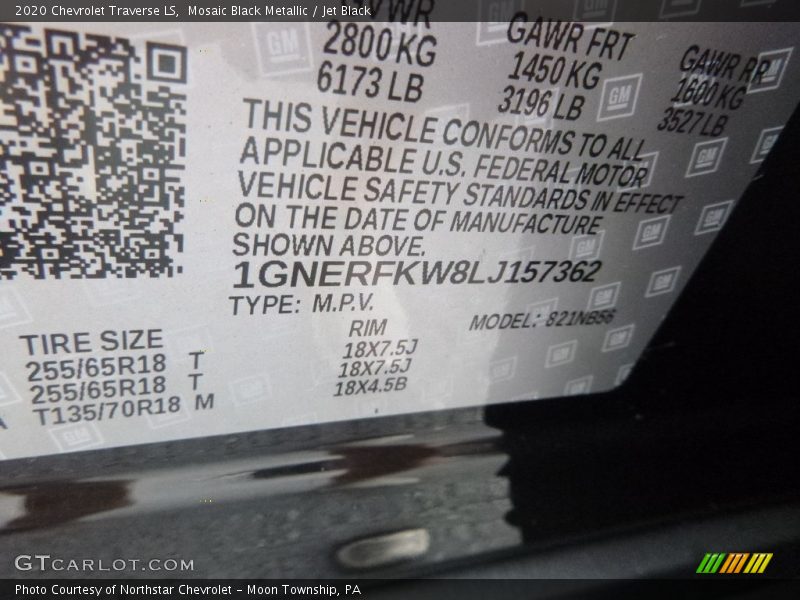 Mosaic Black Metallic / Jet Black 2020 Chevrolet Traverse LS