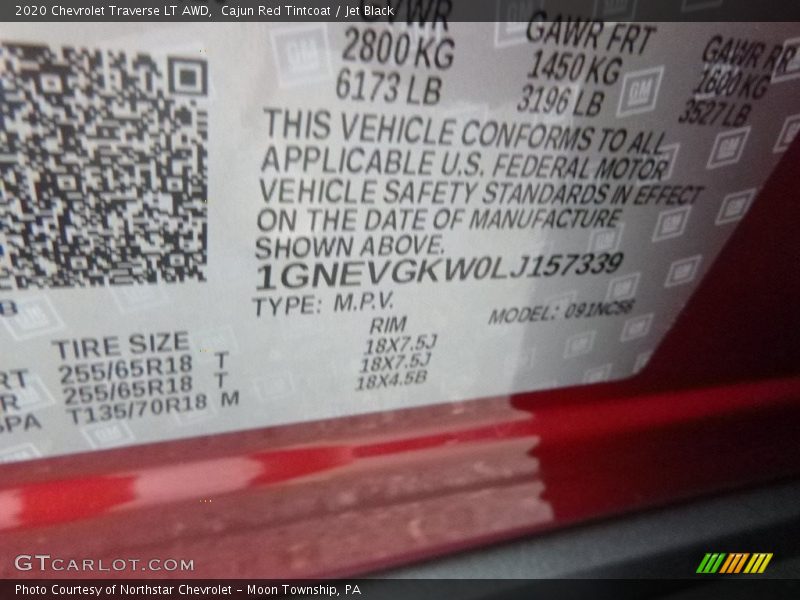 Cajun Red Tintcoat / Jet Black 2020 Chevrolet Traverse LT AWD