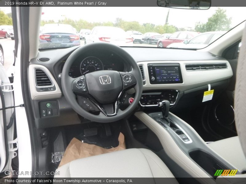 Platinum White Pearl / Gray 2019 Honda HR-V EX AWD