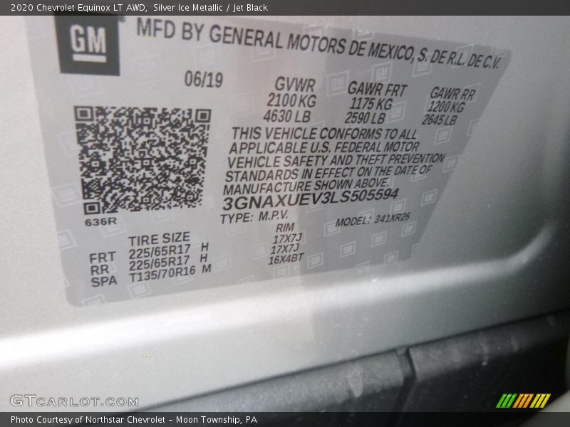 Silver Ice Metallic / Jet Black 2020 Chevrolet Equinox LT AWD