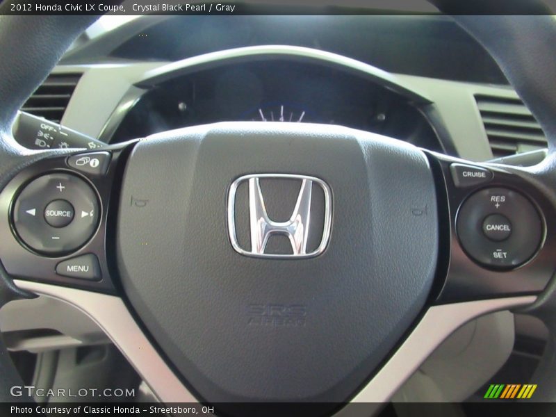 Crystal Black Pearl / Gray 2012 Honda Civic LX Coupe