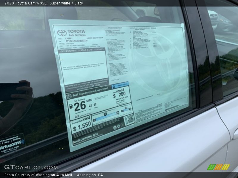  2020 Camry XSE Window Sticker