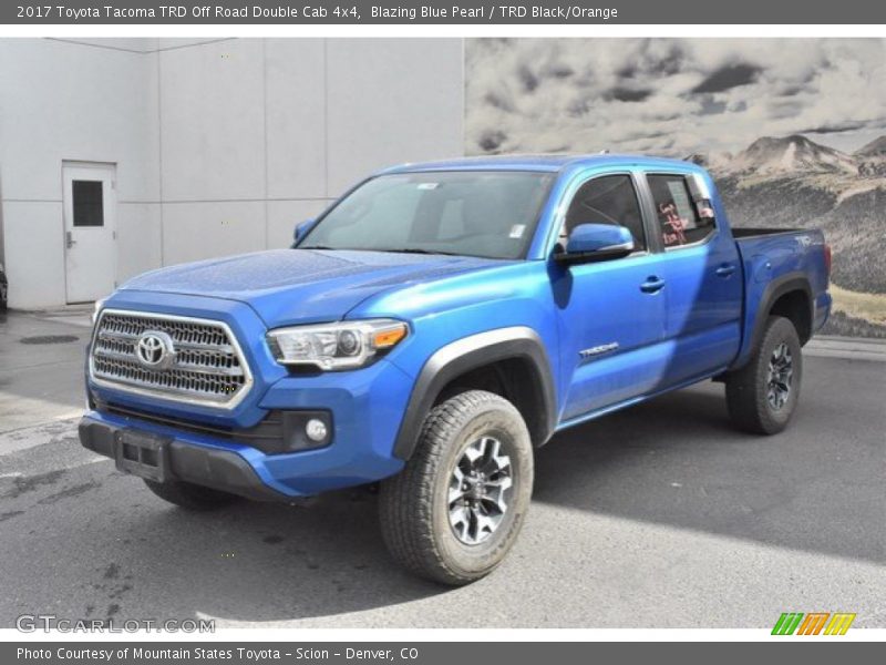 Blazing Blue Pearl / TRD Black/Orange 2017 Toyota Tacoma TRD Off Road Double Cab 4x4