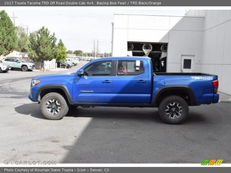 Blazing Blue Pearl / TRD Black/Orange 2017 Toyota Tacoma TRD Off Road Double Cab 4x4